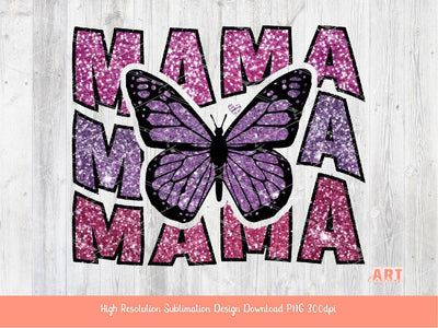 Sequin MAMA PNG Sublimation, Custom Sequin name Digital Download, Glitter Butterfly heart Mom Life  shirt design, Cute mother's day graphic