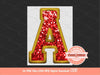 Gold and Red Faux Embroidery Sequin Letters PNG, Original Designer Varsity Glitter Sequins Alphabet Set Clipart, alpha A-Z Digital Download