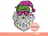Pink Santa Sunglasses Sequin PNG, Cute Santa face with Hat and Christmas Lights Clipart, Glitter sequins Stars Sublimation Design Download