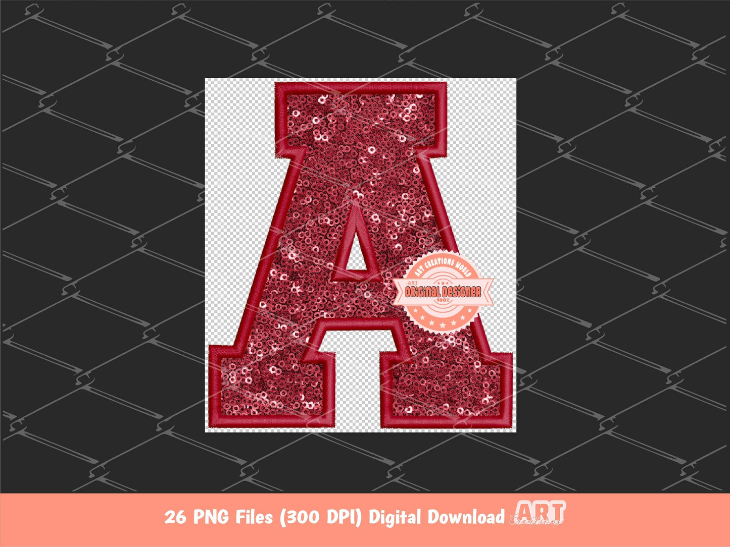 Red Wine Sequin Letters PNG, Original Varsity Alphabet Set Clipart with Faux Embroidery Maroon Glitter Sequins,  alpha A-Z Digital Download