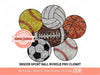 Sports Balls Sequin PNG Bundle, Football, Baseball, Softball, Basketball, Soccer ball, Volleyball Clipart Go Game Day Lover Digital Download