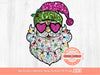 Pink Santa Sunglasses Sequin PNG, Cute Santa face with Hat and Christmas Lights Clipart, Glitter sequins Stars Sublimation Design Download