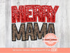 Merry Mama Faux Embroidery Leopard Sequin PNG, Original Designer Christmas Mom Cheetah Print Red Glitter Sublimation & DTF Design Download