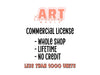 Commercial license LIFETIME for the whole shop, License for All Art Creations World Designs to sell physical items