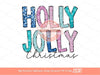 Holly Jolly Christmas Glitter Sequin PNG Bundle, Original Sparkle Pink Blue Doodle letters Xmas PNG Sublimation & DTF Shirt Design Download