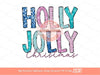 Holly Jolly Christmas Glitter Sequin PNG Bundle, Original Sparkle Pink Blue Doodle letters Xmas PNG Sublimation & DTF Shirt Design Download