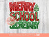 Merry School Secretary Sequin PNG, Original School Christmas Faux Embroidery with Red and Green Glitter Sublimation & DTF Design Download