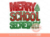 Merry School Secretary Sequin PNG, Original School Christmas Faux Embroidery with Red and Green Glitter Sublimation & DTF Design Download