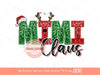 Mimi Claus Faux Embroidery Sequin PNG, Original Christmas Design with Red and Green Glitter Reindeer Antlers &  Santa Hat Sublimation Design