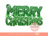 Merry Christmas Green Sequin PNG, Original Xmas Faux Embroidery with Retro Green Glitter Lights and Santa hat Sublimation Design Download