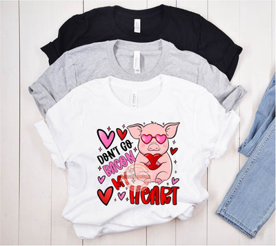 Don't Go Bacon My Heart PNG, Cute Pig With Pink sunglasses Holding Red Heart Funny Valentine Sublimation, Happy Valentine's Day PNG Clipart