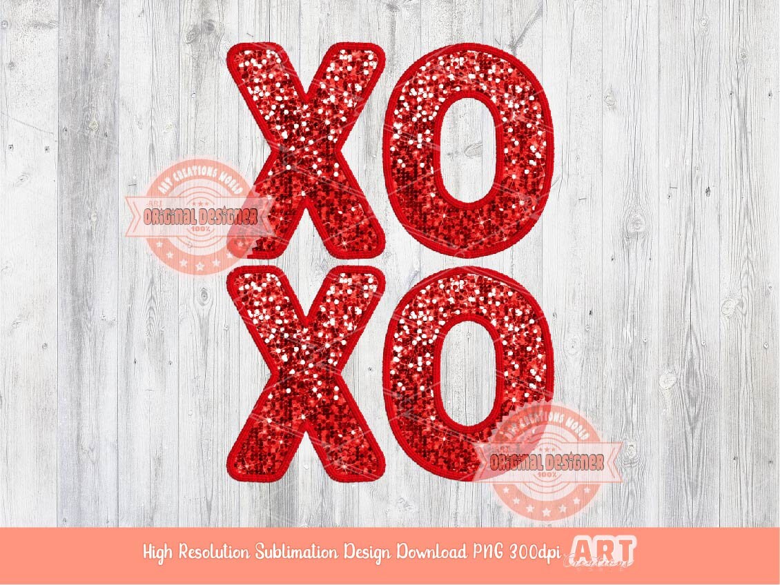 Xoxo Sequin PNG Bundle, Original Faux Embroidery Glitter Red, Black, Pink Valentines Day Png Sublimation Valentine shirt Digital Download