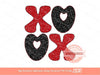 Xoxo Black Red Glitter PNG, Original Glam sparkle Heart Love Valentines Day Png Sublimation & DTF Print Valentine T shirt Design Download