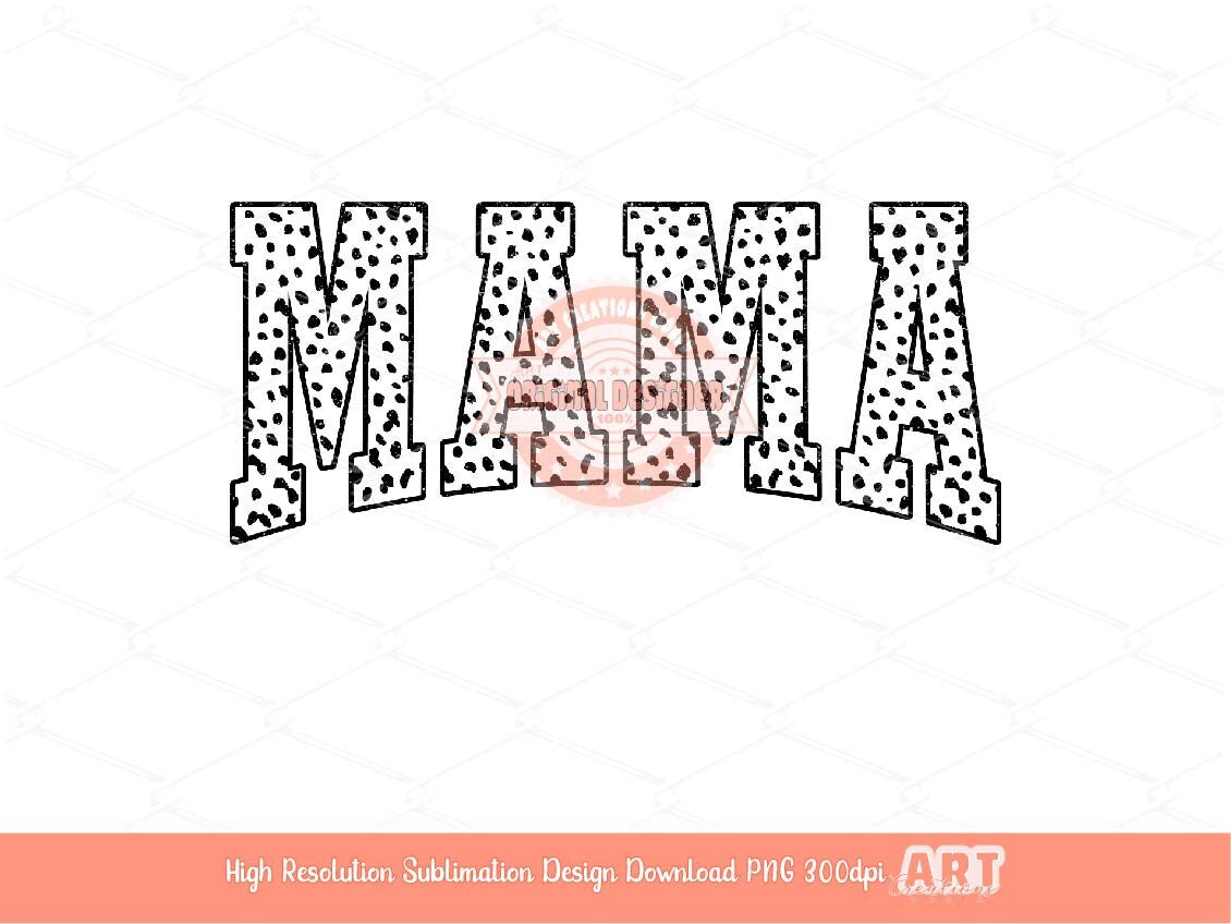 Mama Mini Dalmatian PNG, Cute Mommy and me Glitter Black Animal Spots Varsity Shirt Design Matching Mother & Daughter Sublimation Download