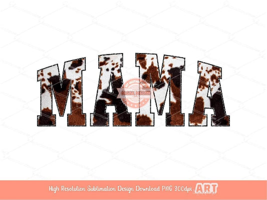 Mama Cowhide PNG, Western black and brown Cow print Mom Png Sublimation Shirt Design Digital Download