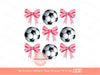 Coquette Soccer PNG, Watercolor Pink Ribbon Bows and Soccer balls PNG Sublimation Game Day Sport Mom T shirt Design Digital Download